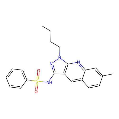 N-(1-butyl-7-methylpyrazolo[3,4-b]quinolin-3-yl)benzenesulfonamide structure