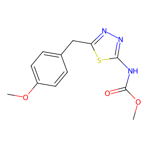 methyl [(2Z)-5-(4-methoxybenzyl)-1,3,4-thiadiazol-2(3H)-ylidene]carbamate structure