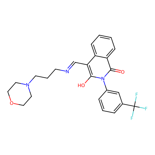 4-[(3-morpholin-4-ylpropylamino)methylidene]-2-[3-(trifluoromethyl)phenyl]isoquinoline-1,3-dione structure