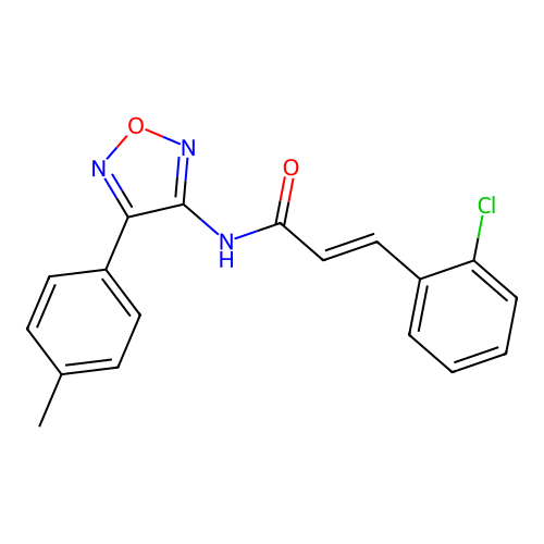 (E)-3-(2-chlorophenyl)-N-[4-(4-methylphenyl)-1,2,5-oxadiazol-3-yl]prop-2-enamide structure