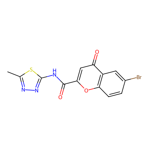6-bromo-N-(5-methyl-1,3,4-thiadiazol-2-yl)-4-oxo-4H-chromene-2-carboxamide structure
