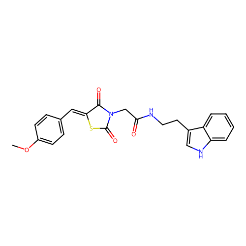 N-[2-(1H-indol-3-yl)ethyl]-2-[(5Z)-5-(4-methoxybenzylidene)-2,4-dioxo-1,3-thiazolidin-3-yl]acetamide structure