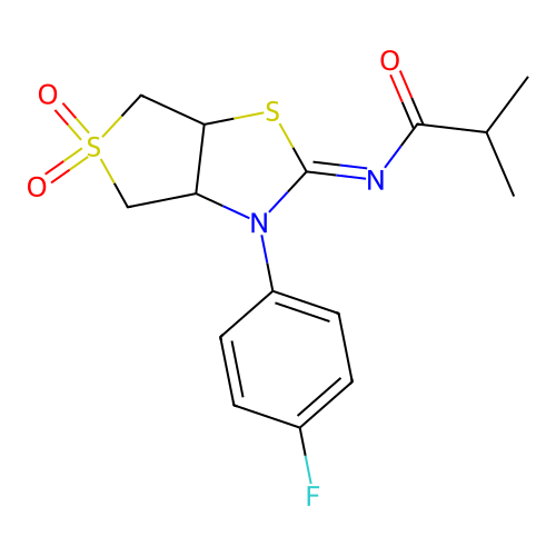 N-[(2Z)-3-(4-fluorophenyl)-5,5-dioxidotetrahydrothieno[3,4-d][1,3]thiazol-2(3H)-ylidene]-2-methylpropanamide structure