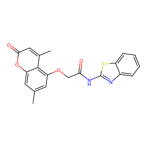 N-(1,3-benzothiazol-2-yl)-2-[(4,7-dimethyl-2-oxo-2H-chromen-5-yl)oxy]acetamide structure