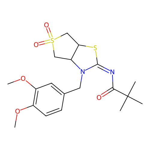 (Z)-N-(3-(3,4-dimethoxybenzyl)-5,5-dioxidotetrahydrothieno[3,4-d]thiazol-2(3H)-ylidene)pivalamide structure