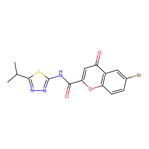 6-bromo-4-oxo-N-[5-(propan-2-yl)-1,3,4-thiadiazol-2-yl]-4H-chromene-2-carboxamide structure