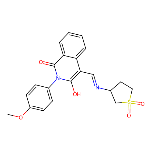 4-[[(1,1-dioxothiolan-3-yl)amino]methylidene]-2-(4-methoxyphenyl)isoquinoline-1,3-dione structure