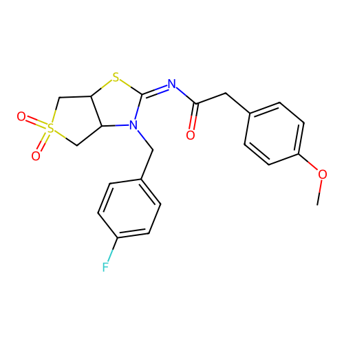 N-[(2E)-3-(4-fluorobenzyl)-5,5-dioxidotetrahydrothieno[3,4-d][1,3]thiazol-2(3H)-ylidene]-2-(4-methoxyphenyl)acetamide structure