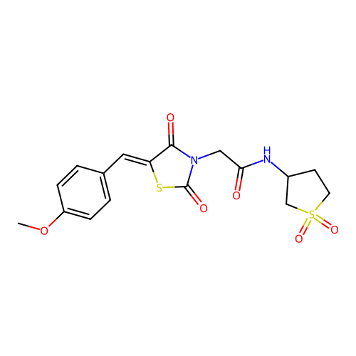 N-(1,1-dioxidotetrahydrothiophen-3-yl)-2-[(5Z)-5-(4-methoxybenzylidene)-2,4-dioxo-1,3-thiazolidin-3-yl]acetamide structure