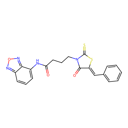 (Z)-N-(benzo[c][1,2,5]oxadiazol-4-yl)-4-(5-benzylidene-4-oxo-2-thioxothiazolidin-3-yl)butanamide structure