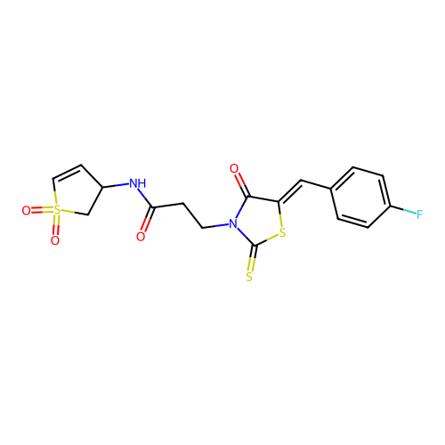 (Z)-N-(1,1-dioxido-2,3-dihydrothiophen-3-yl)-3-(5-(4-fluorobenzylidene)-4-oxo-2-thioxothiazolidin-3-yl)propanamide structure