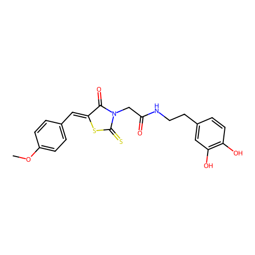 (Z)-N-(3,4-dihydroxyphenethyl)-2-(5-(4-methoxybenzylidene)-4-oxo-2-thioxothiazolidin-3-yl)acetamide structure