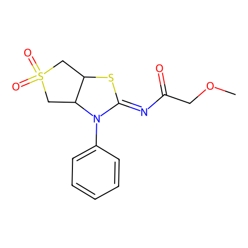 N-[(2E)-5,5-dioxido-3-phenyltetrahydrothieno[3,4-d][1,3]thiazol-2(3H)-ylidene]-2-methoxyacetamide structure