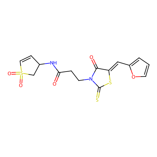 (Z)-N-(1,1-dioxido-2,3-dihydrothiophen-3-yl)-3-(5-(furan-2-ylmethylene)-4-oxo-2-thioxothiazolidin-3-yl)propanamide structure