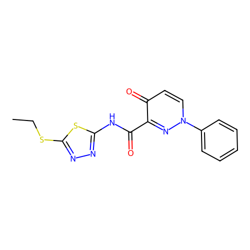 N-[5-(ethylsulfanyl)-1,3,4-thiadiazol-2-yl]-4-oxo-1-phenyl-1,4-dihydropyridazine-3-carboxamide structure