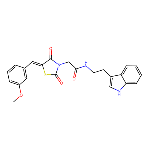 N-[2-(1H-indol-3-yl)ethyl]-2-[(5Z)-5-(3-methoxybenzylidene)-2,4-dioxo-1,3-thiazolidin-3-yl]acetamide structure