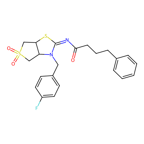 (Z)-N-(3-(4-fluorobenzyl)-5,5-dioxidotetrahydrothieno[3,4-d]thiazol-2(3H)-ylidene)-4-phenylbutanamide structure