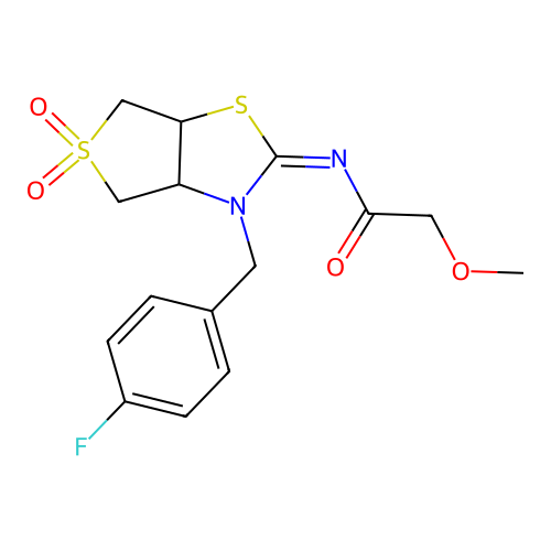 N-[(2E)-3-(4-fluorobenzyl)-5,5-dioxidotetrahydrothieno[3,4-d][1,3]thiazol-2(3H)-ylidene]-2-methoxyacetamide structure