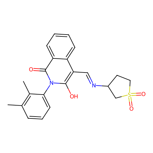 2-(2,3-dimethylphenyl)-4-[[(1,1-dioxothiolan-3-yl)amino]methylidene]isoquinoline-1,3-dione structure