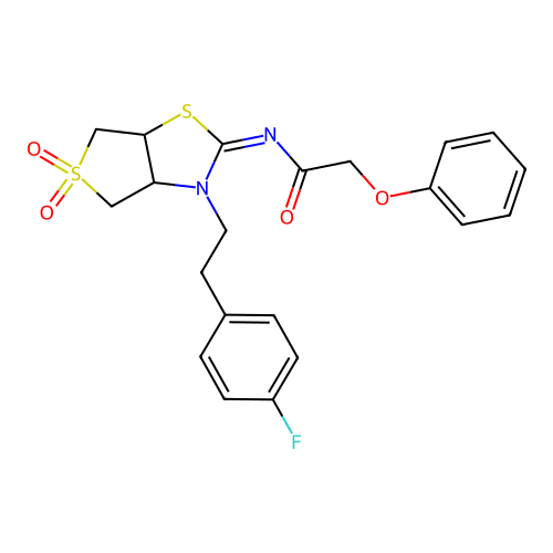 N-[(2E)-3-[2-(4-fluorophenyl)ethyl]-5,5-dioxidotetrahydrothieno[3,4-d][1,3]thiazol-2(3H)-ylidene]-2-phenoxyacetamide structure