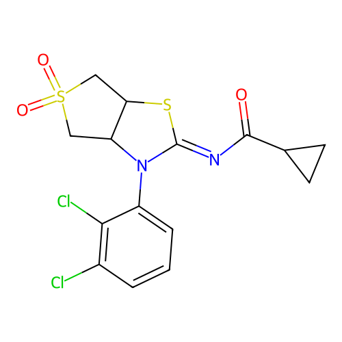 N-[(2Z)-3-(2,3-dichlorophenyl)-5,5-dioxidotetrahydrothieno[3,4-d][1,3]thiazol-2(3H)-ylidene]cyclopropanecarboxamide structure
