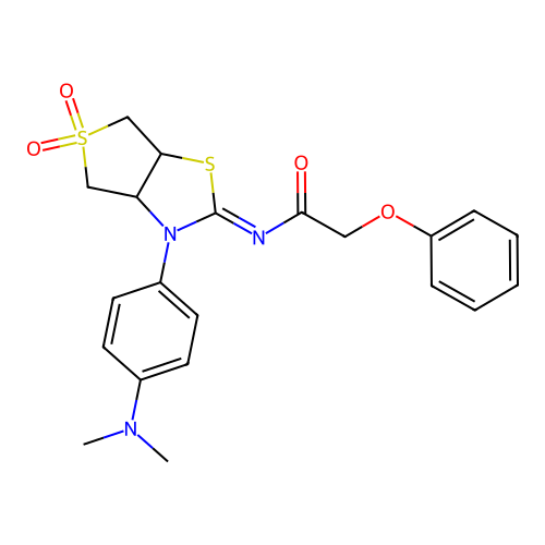 N-[(2Z)-3-[4-(dimethylamino)phenyl]-5,5-dioxidotetrahydrothieno[3,4-d][1,3]thiazol-2(3H)-ylidene]-2-phenoxyacetamide structure