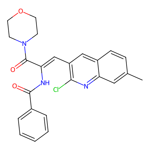 (Z)-N-(1-(2-chloro-7-methylquinolin-3-yl)-3-morpholino-3-oxoprop-1-en-2-yl)benzamide structure