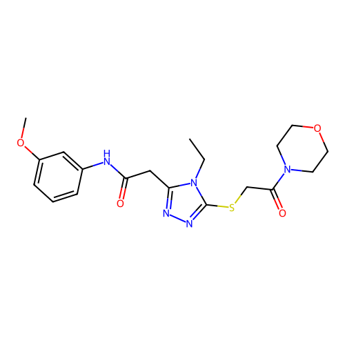 2-(4-ethyl-5-{[2-(morpholin-4-yl)-2-oxoethyl]sulfanyl}-4H-1,2,4-triazol-3-yl)-N-(3-methoxyphenyl)acetamide structure