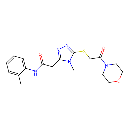 2-(4-methyl-5-{[2-(morpholin-4-yl)-2-oxoethyl]sulfanyl}-4H-1,2,4-triazol-3-yl)-N-(2-methylphenyl)acetamide structure
