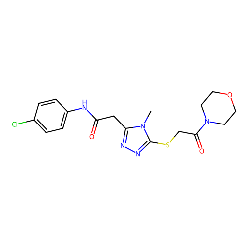 N-(4-chlorophenyl)-2-(4-methyl-5-{[2-(morpholin-4-yl)-2-oxoethyl]sulfanyl}-4H-1,2,4-triazol-3-yl)acetamide structure