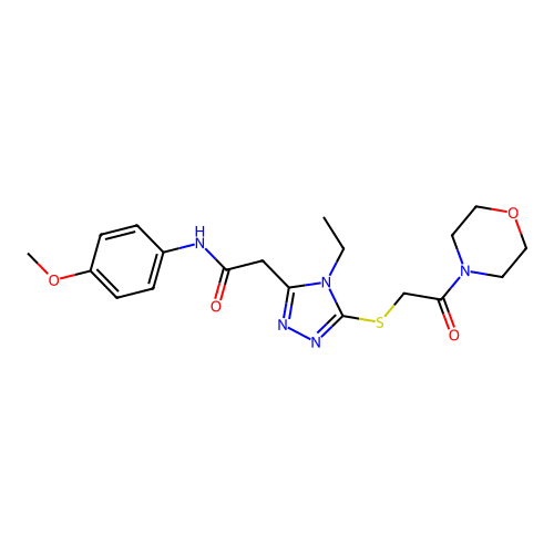 2-(4-ethyl-5-{[2-(morpholin-4-yl)-2-oxoethyl]sulfanyl}-4H-1,2,4-triazol-3-yl)-N-(4-methoxyphenyl)acetamide structure