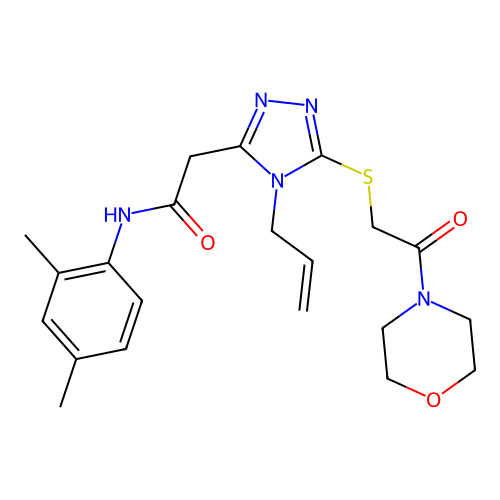 N-(2,4-dimethylphenyl)-2-[5-(2-morpholin-4-yl-2-oxoethyl)sulfanyl-4-prop-2-enyl-1,2,4-triazol-3-yl]acetamide structure