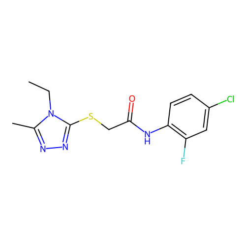 N-(4-chloro-2-fluorophenyl)-2-[(4-ethyl-5-methyl-1,2,4-triazol-3-yl)sulfanyl]acetamide structure
