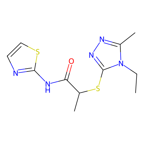2-[(4-ethyl-5-methyl-1,2,4-triazol-3-yl)sulfanyl]-N-(1,3-thiazol-2-yl)propanamide structure