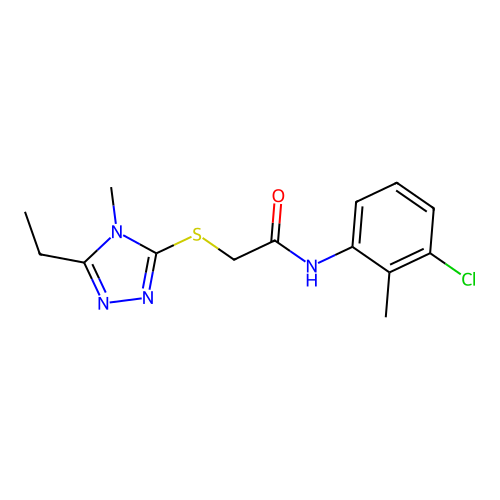 N-(3-chloro-2-methylphenyl)-2-[(5-ethyl-4-methyl-1,2,4-triazol-3-yl)sulfanyl]acetamide structure