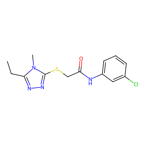 N-(3-chlorophenyl)-2-[(5-ethyl-4-methyl-1,2,4-triazol-3-yl)sulfanyl]acetamide structure