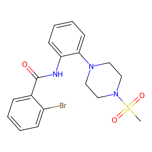 2-bromo-N-[2-(4-methylsulfonylpiperazin-1-yl)phenyl]benzamide structure