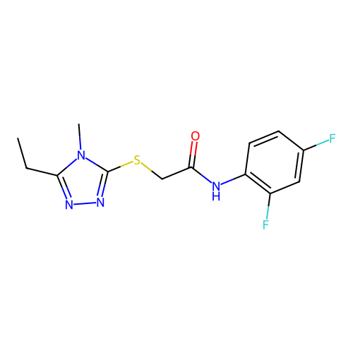 N-(2,4-difluorophenyl)-2-[(5-ethyl-4-methyl-1,2,4-triazol-3-yl)sulfanyl]acetamide structure