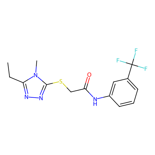 2-[(5-ethyl-4-methyl-1,2,4-triazol-3-yl)sulfanyl]-N-[3-(trifluoromethyl)phenyl]acetamide structure
