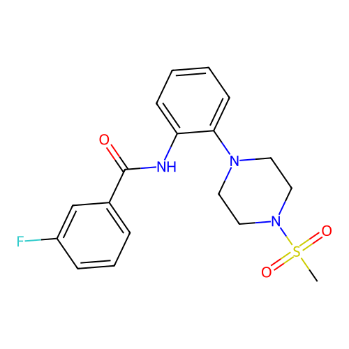 3-fluoro-N-[2-(4-methylsulfonylpiperazin-1-yl)phenyl]benzamide structure