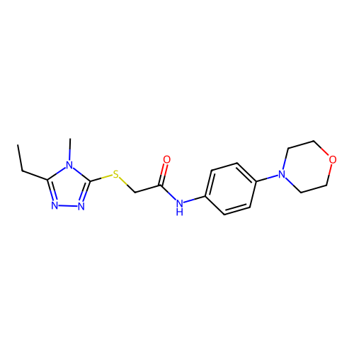 2-[(5-ethyl-4-methyl-1,2,4-triazol-3-yl)sulfanyl]-N-(4-morpholin-4-ylphenyl)acetamide structure
