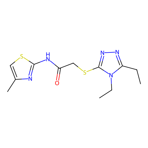 2-[(4,5-diethyl-1,2,4-triazol-3-yl)sulfanyl]-N-(4-methyl-1,3-thiazol-2-yl)acetamide structure