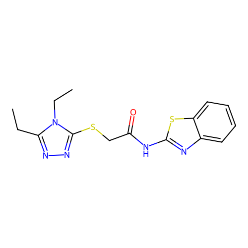 N-(1,3-benzothiazol-2-yl)-2-[(4,5-diethyl-1,2,4-triazol-3-yl)sulfanyl]acetamide structure