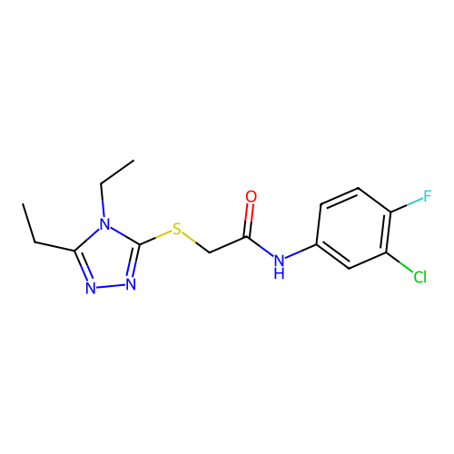N-(3-chloro-4-fluorophenyl)-2-[(4,5-diethyl-1,2,4-triazol-3-yl)sulfanyl]acetamide structure