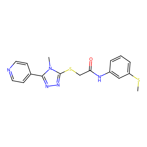 2-[(4-methyl-5-pyridin-4-yl-1,2,4-triazol-3-yl)sulfanyl]-N-(3-methylsulfanylphenyl)acetamide structure