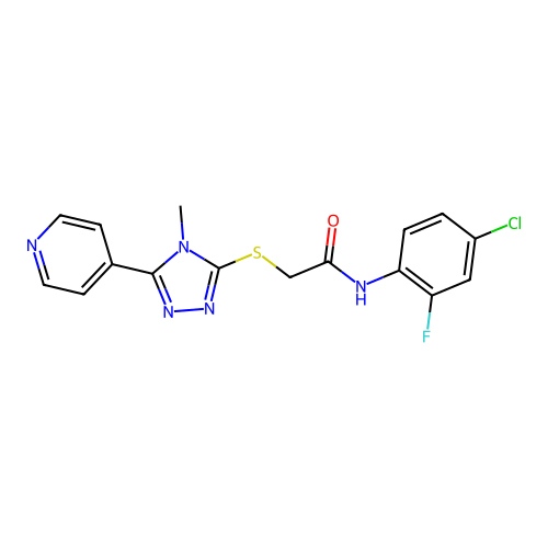 N-(4-chloro-2-fluorophenyl)-2-[(4-methyl-5-pyridin-4-yl-1,2,4-triazol-3-yl)sulfanyl]acetamide structure