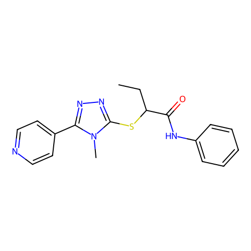 2-[(4-methyl-5-pyridin-4-yl-1,2,4-triazol-3-yl)sulfanyl]-N-phenylbutanamide structure