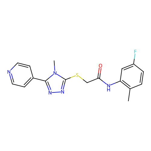 N-(5-fluoro-2-methylphenyl)-2-[(4-methyl-5-pyridin-4-yl-1,2,4-triazol-3-yl)sulfanyl]acetamide structure