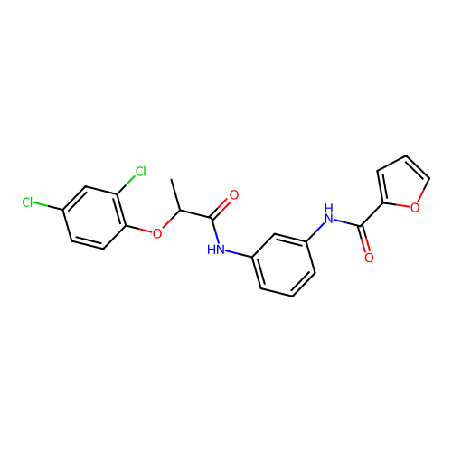 N-(3-{[2-(2,4-dichlorophenoxy)propanoyl]amino}phenyl)-2-furamide structure