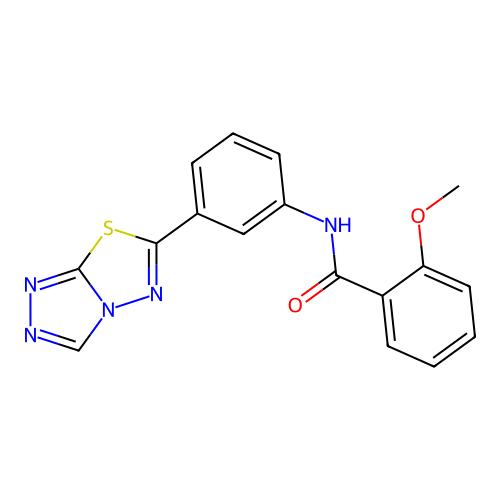2-methoxy-N-[3-([1,2,4]triazolo[3,4-b][1,3,4]thiadiazol-6-yl)phenyl]benzamide structure